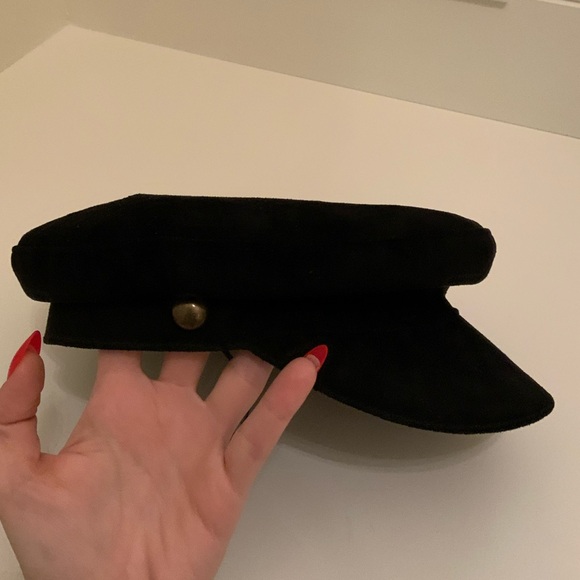 LACK OF COLOUR Lola Black Suede Conductor Cap Women’s LIKE NEW Worn 1X One Size - Picture 6 of 16